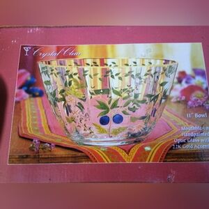 Crystal Clear mouth blown , Handpainted Glass Bowl from Russia